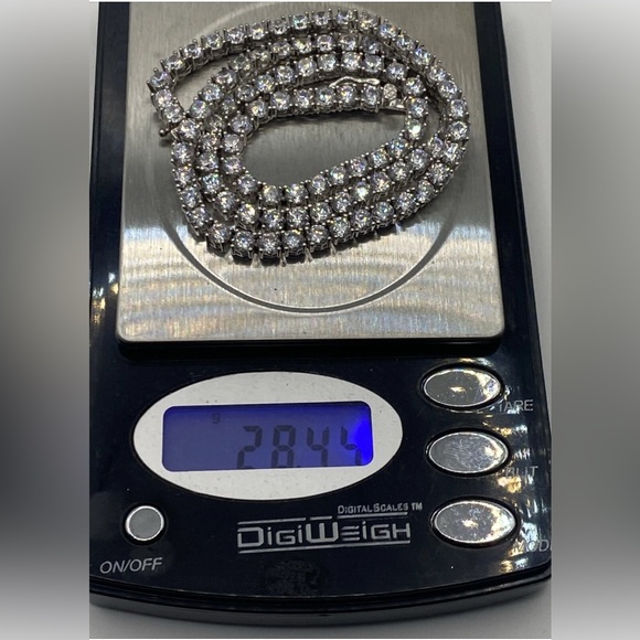 Choker Necklace 925 Sterling Silver China 16” 28.45 Grams Cubic Zircons - Picture 5 of 8
